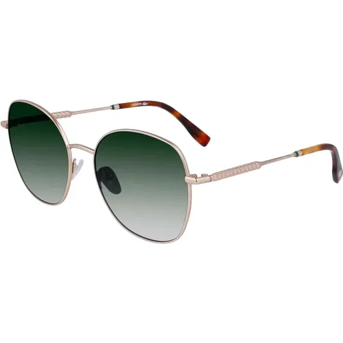 Sunglasses, female, , Size: 56 MM Matte Gold/Green Shaded Sunglasses - Lacoste - Modalova