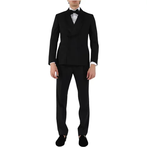 Single Breasted Suits, male, , Size: L Smoking jacket with satin revers - Paoloni - Modalova