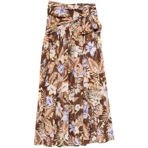 Maxi Skirts, female, , Size: S Brown Wrap Skirt with Tie Detail - Zimmermann - Modalova