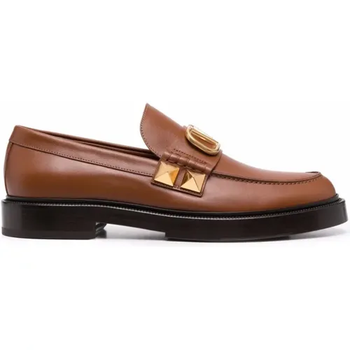 Stud Sign Leather Loafers , male, Sizes: 6 UK - Valentino Garavani - Modalova