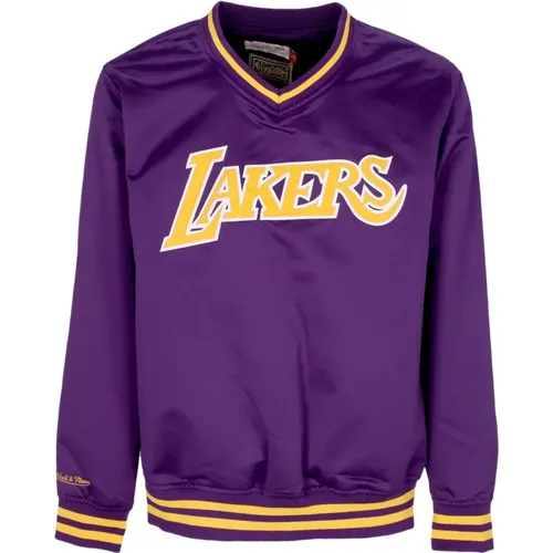 Sweatshirts, male, , Size: L NBA Lakers Satin Jacket - Mitchell & Ness - Modalova