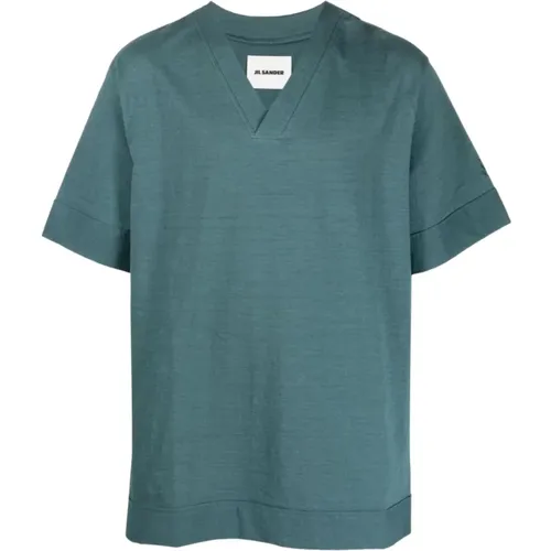 Blaues Casual T-Shirt für Männer , Herren, Größe: XL - Jil Sander - Modalova