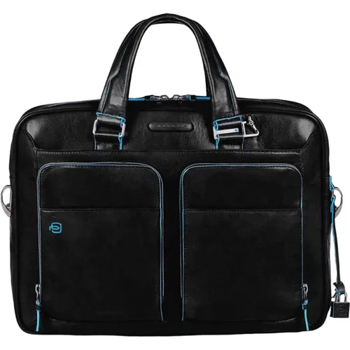 Laptop Bags & Cases, unisex, , Size: ONE SIZE Men Leather Briefcase with Zip Closure - Piquadro - Modalova