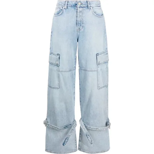Hellblaue Gürtel Cargo Arctic Jeans , Damen, Größe: W27 - 7 For All Mankind - Modalova