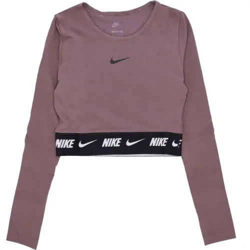 Sportswear Crop Tape Langarm Top , Damen, Größe: M - Nike - Modalova
