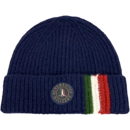 Beanies, unisex, , Size: ONE SIZE Ribbed Winter Beanie with Italian Flag - aeronautica militare - Modalova