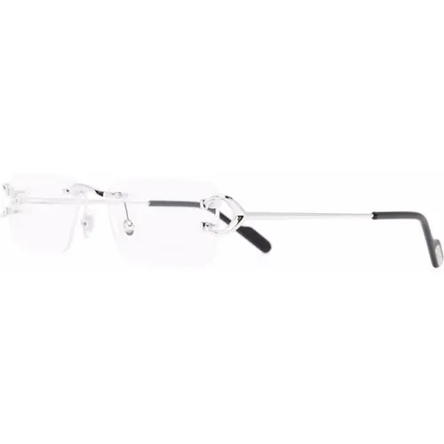 Silberne Optische Brille Stilvoll und vielseitig , Herren, Größe: 53 MM - Cartier - Modalova