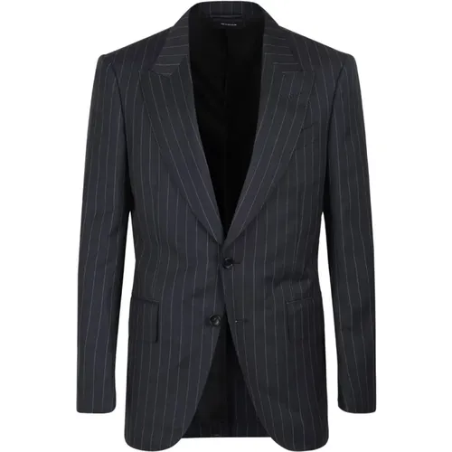 Blazers, male, , Size: 2XL Sharp Stripe Dyllan Jacket Dark Grey - Tom Ford - Modalova