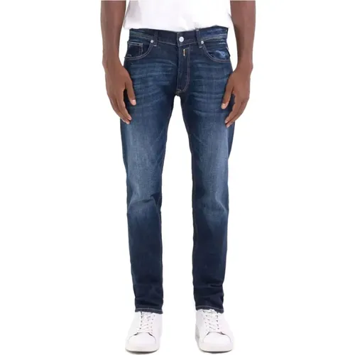 Regular Slim Jeans Dunkelblau , Herren, Größe: W28 L30 - Replay - Modalova