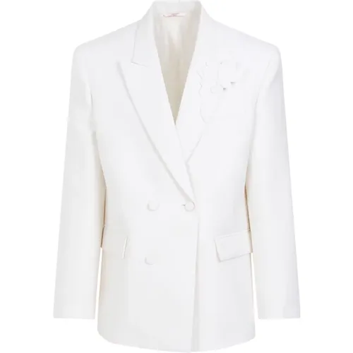 Ivory Wool Double Breasted Jacket , male, Sizes: L - Valentino - Modalova