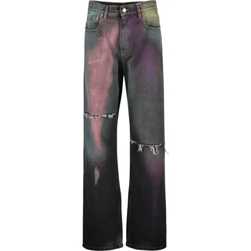 Graue und lila zerrissene Jeans , Damen, Größe: W27 - MM6 Maison Margiela - Modalova