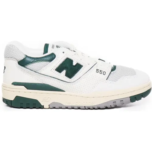 Sneakers, male, , Size: 11 US White Green Leather Fabric Sneakers - New Balance - Modalova