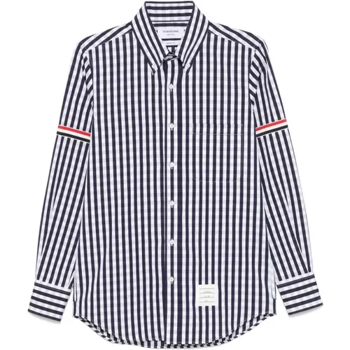 Casual Shirts, male, , Size: XL Navy Button-Up Shirt - Thom Browne - Modalova