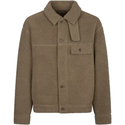 Light Jackets, male, , Size: L Fleece Shirt with Button Closure - Burberry - Modalova