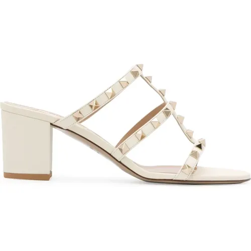 Heeled Mules, female, , Size: 7 1/2 US Rockstud Sandals Elegant Style - Valentino Garavani - Modalova