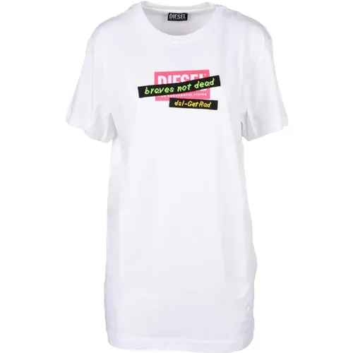 Baumwoll T-shirt , Damen, Größe: M - Diesel - Modalova