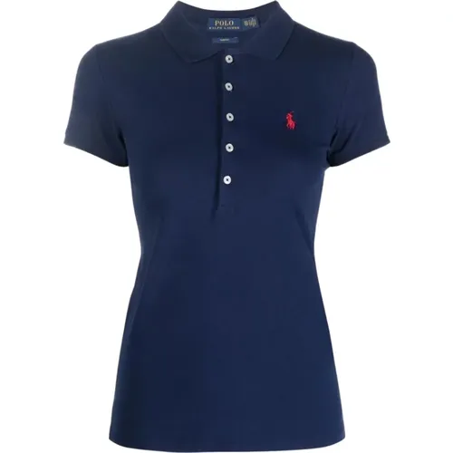 Dunkelblaues Polo Shirt Damen Casual Mode , Damen, Größe: L - Ralph Lauren - Modalova
