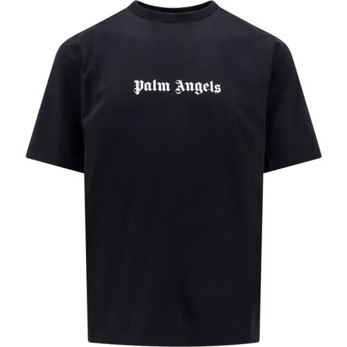 Schwarzes Geripptes Crew-neck T-Shirt , Herren, Größe: S - Palm Angels - Modalova