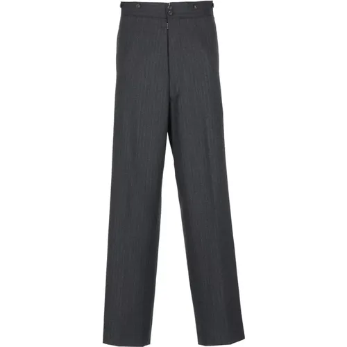 Wide Trousers, male, , Size: W42 Grey Wool Trousers with Pockets - Maison Margiela - Modalova