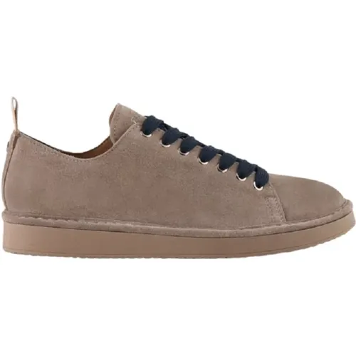 Sneakers, male, , Size: 10 US Beige Suede Lace-Up Sneakers Aw24 - Panchic - Modalova