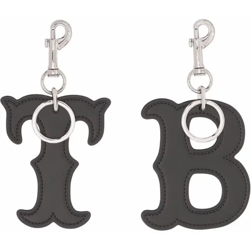 Schwarze Lederbuchstaben-Motiv-Schlüsselanhänger - Burberry - Modalova