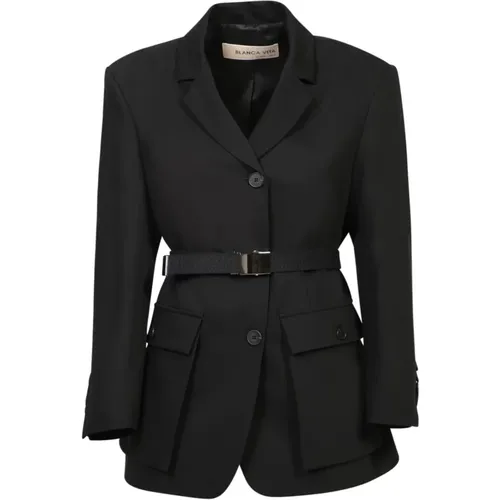 Schwarze Jacke für Frauen , Damen, Größe: M - Blanca Vita - Modalova