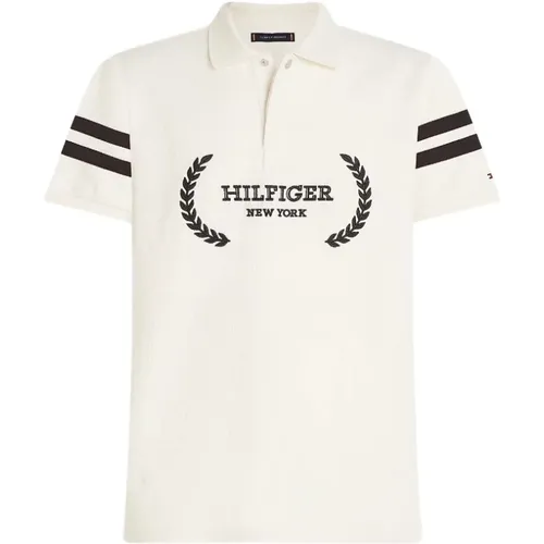 Hilfiger Monotype Polo Shirt With Striped Sleeves , male, Sizes: S, M, L, XL - Tommy Hilfiger - Modalova