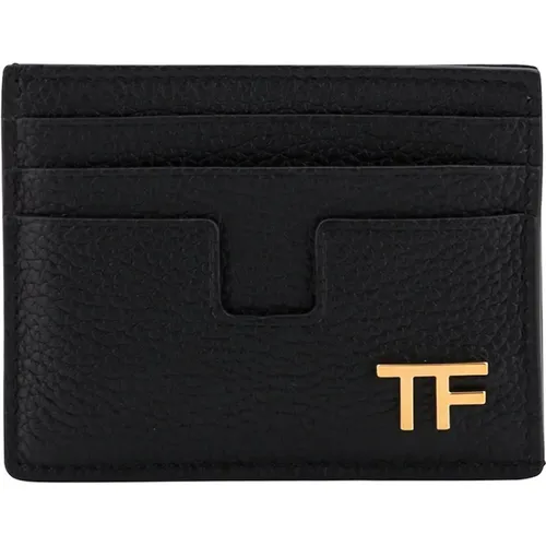 Schwarze Lederkartenhalter Brieftasche - Tom Ford - Modalova