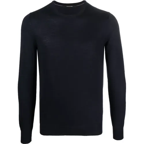 Dark Wool Pullover with Round Neckline , male, Sizes: 2XL, 3XL, L - Tagliatore - Modalova