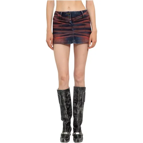 Roter Harley Stretch Denim Rock , Damen, Größe: 2XS - KNWLS - Modalova