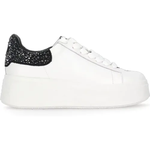 Weiße Ledersneakers mit Strass-Details , Damen, Größe: 36 EU - Ash - Modalova