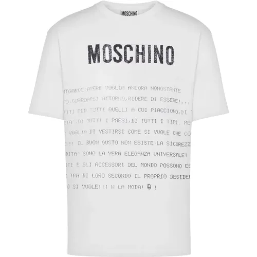 T-Shirts, male, , Size: M Crew Neck T-shirt with Logo - Moschino - Modalova