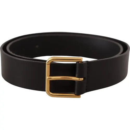 Belts, male, , Size: 85 CM Elegant Leather Belt with Gold-Tone Buckle - Dolce & Gabbana - Modalova