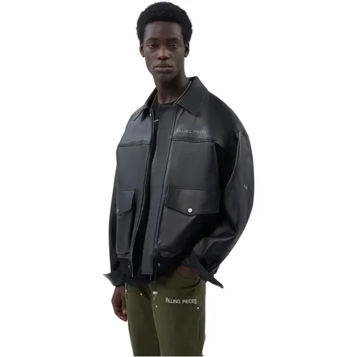 Lederjacke Boxy Schwarz - Filling Pieces - Modalova