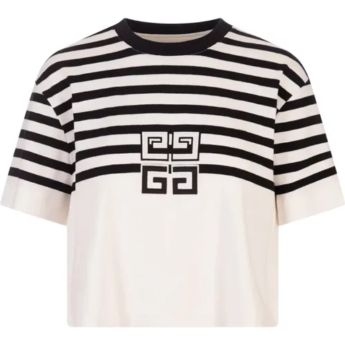 Striped T-shirt with 4G application , female, Sizes: S - Givenchy - Modalova