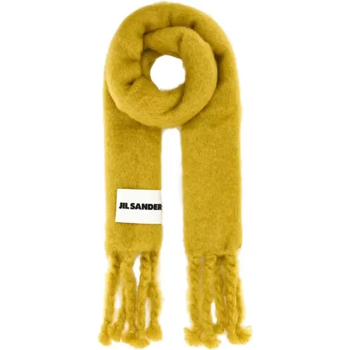 Winter Scarves, female, , Size: ONE SIZE Mohair Blend Mustard Scarf - Jil Sander - Modalova