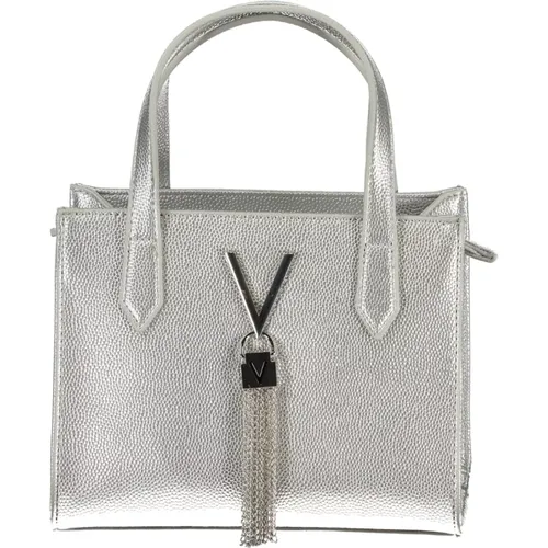 Handbags, female, , Size: ONE SIZE Silver Women's Handbag with Adjustable Strap - Valentino by Mario Valentino - Modalova