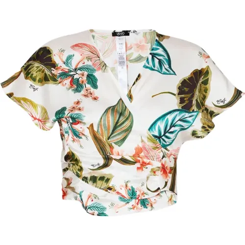 Blouses, female, , Size: M Tropical Print Cropped Shirt - Liu Jo - Modalova