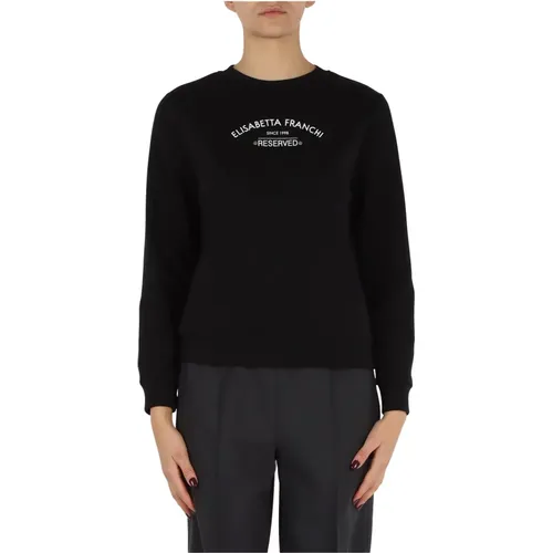 Cotton Logo Sweatshirt , female, Sizes: XS - Elisabetta Franchi - Modalova