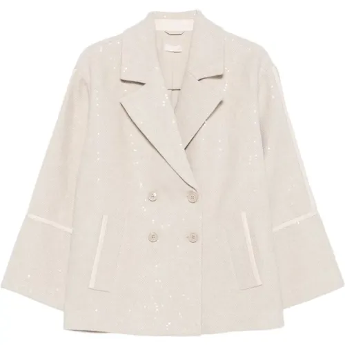 Blazers, female, , Size: S Elegant Natural Coat Aw25 - Liu Jo - Modalova