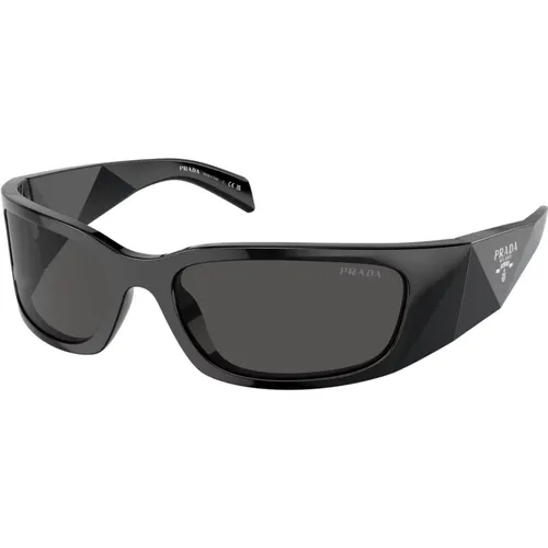 Schwarze/Dunkelgraue Sonnenbrille , Herren, Größe: 60 MM - Prada - Modalova