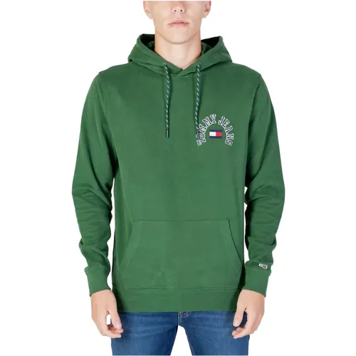 Grüner Kapuzenpullover mit Print , Herren, Größe: M - Tommy Jeans - Modalova