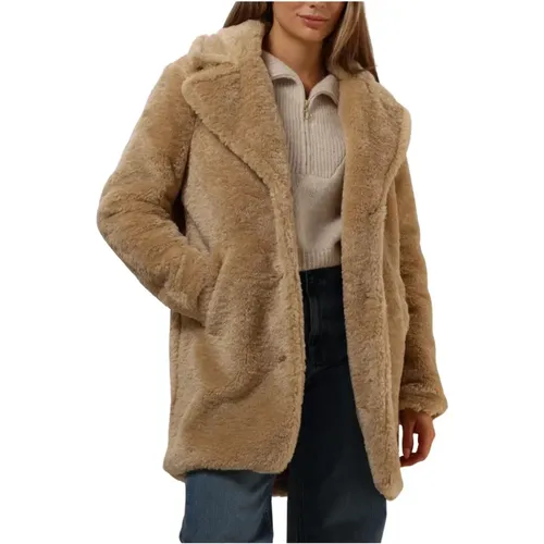 Beiger Teddy Mantel für Stilvollen Winter , Damen, Größe: 2XL - Notre-v - Modalova