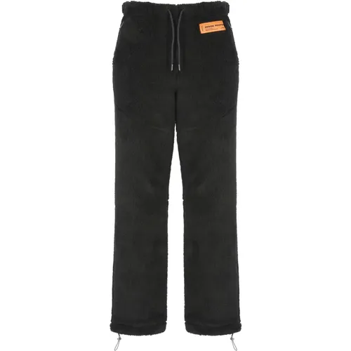 Straight Trousers, male, , Size: S Bouclé Pants with Logo Patch - Heron Preston - Modalova