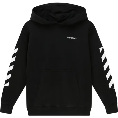 Kinder Schwarz-Weiß Baumwoll-Logo Hoodie - Off White - Modalova