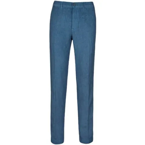 Soft faded Flat front Pants , male, Sizes: L, XL, S, M, 2XL - 120% lino - Modalova