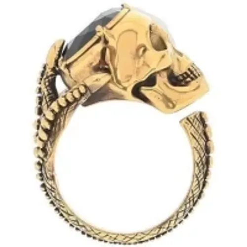 Viktorianischer Skull Ring mit Swarovski-Kristallen , Herren, Größe: S - alexander mcqueen - Modalova