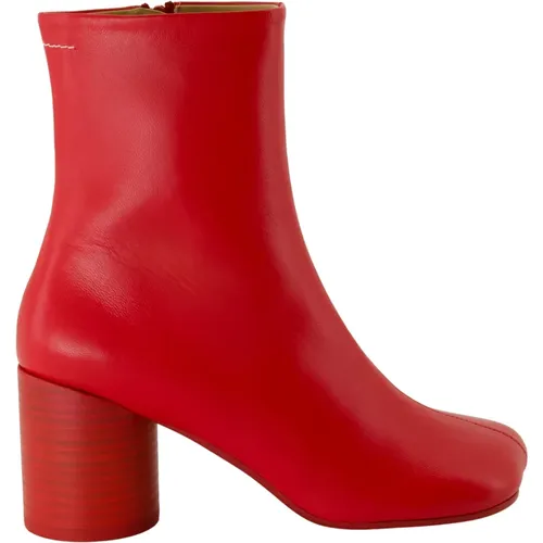 Rote Leder Anatomische Stiefel , Damen, Größe: 38 1/2 EU - MM6 Maison Margiela - Modalova