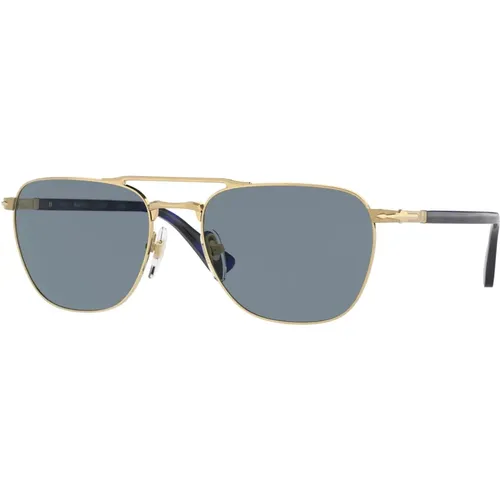 Gold/Light Blue Sonnenbrillen , Herren, Größe: 55 MM - Persol - Modalova