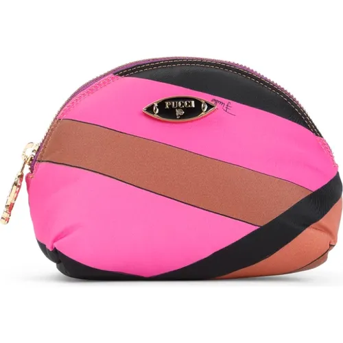 Toilet Bags, female, , Size: ONE SIZE Small Beauty Case in Fuchsia and Brown - EMILIO PUCCI - Modalova